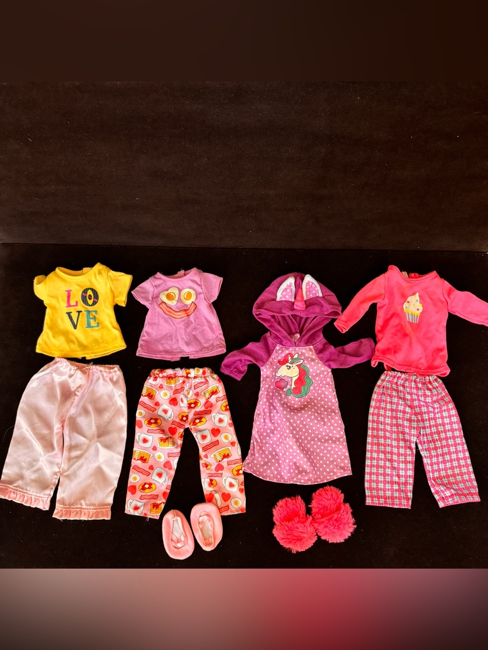 Doll pajamas 9 pc bundle for 18 inch dolls